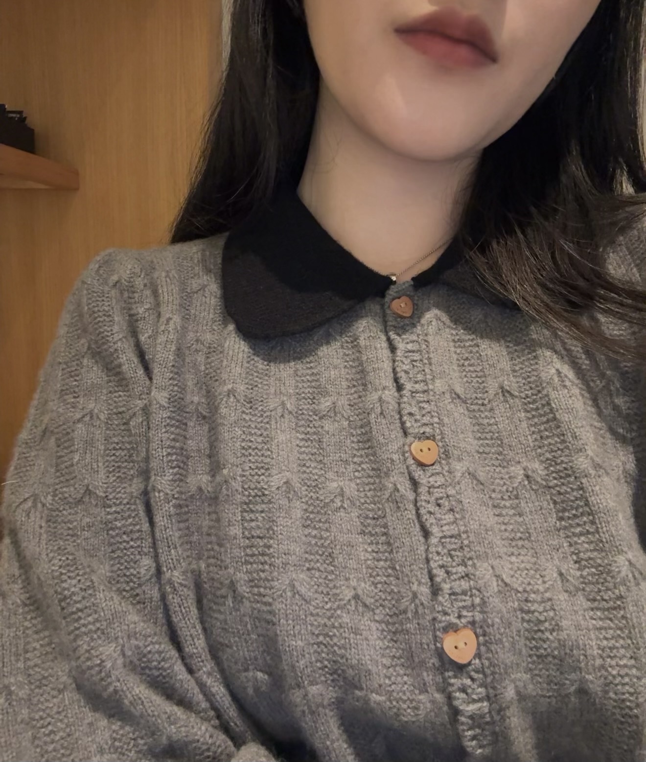 Merino Wool 心心木鈕cardigan