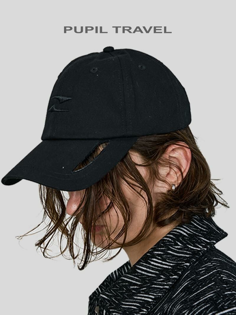 PUPILtravel 鏤空破壞定番logo水洗做舊鴨舌帽
