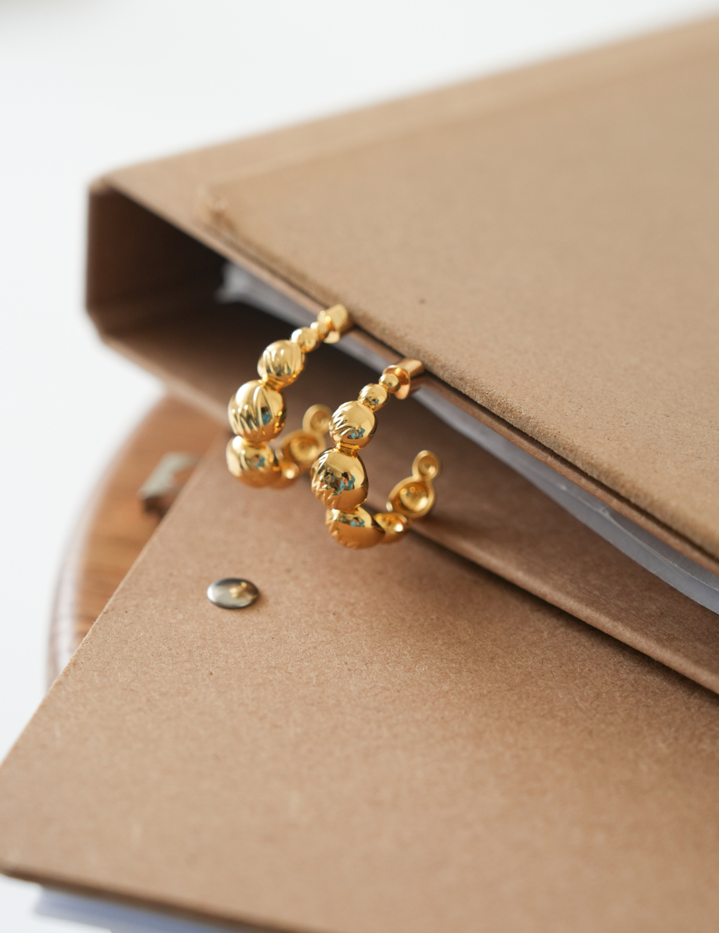 波堤半圓圈耳環（金色）