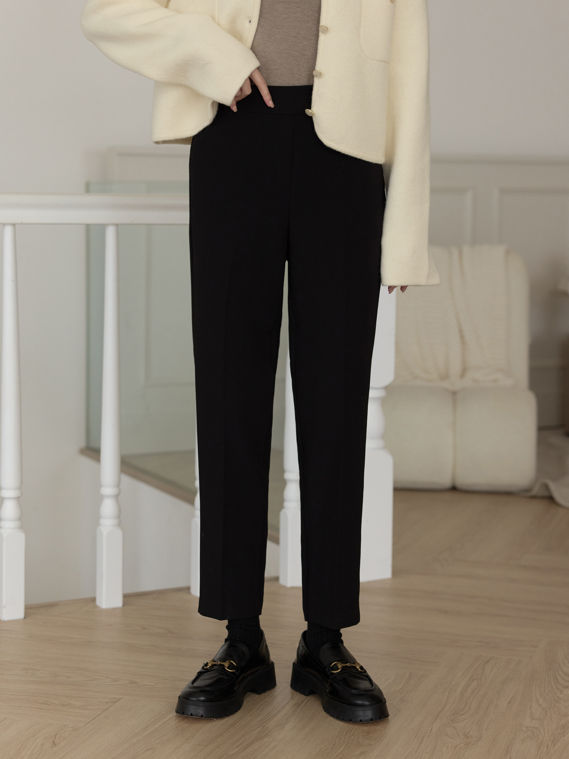 顯瘦竹竿腿極簡九分西褲