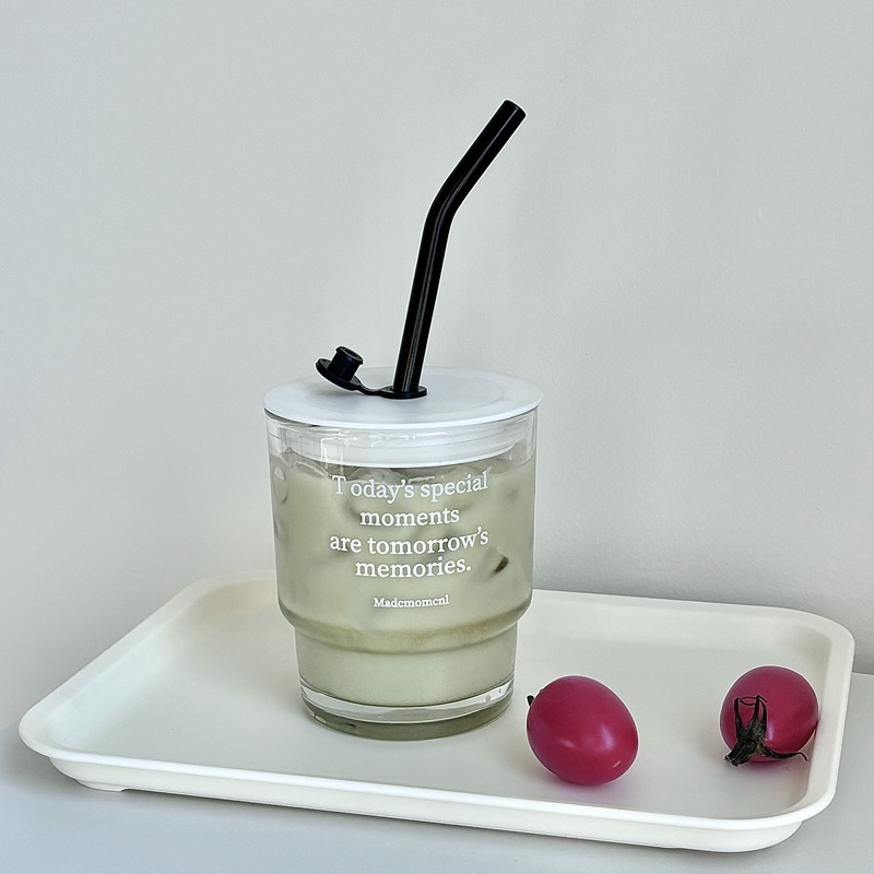 《5215》韓國ins風玻璃吸管杯 350ml