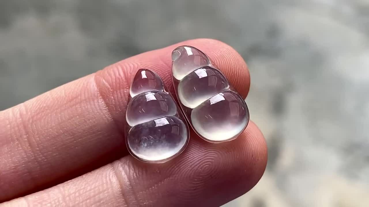 1192564 翡翠玻璃鋼福豆一對