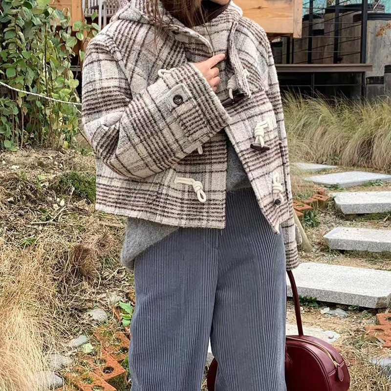 ᴷᴼᴿᴱᴬ 🇰🇷 <現貨>韓國東大門復古格紋羊毛大衣