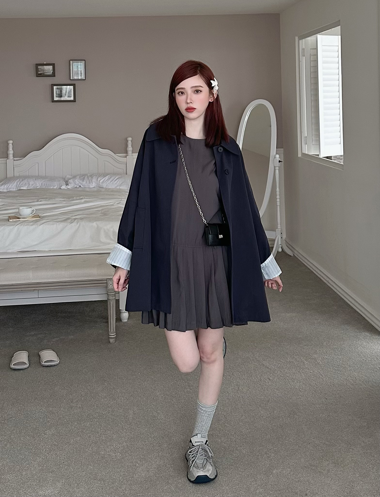 設計釦風衣外套