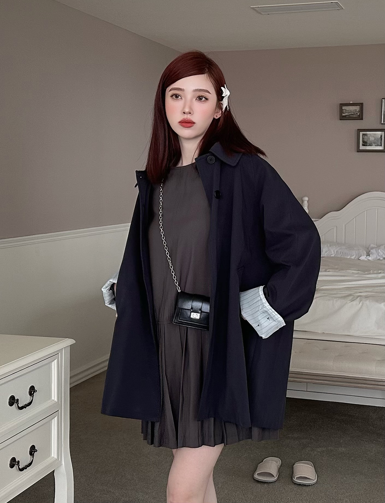 設計釦風衣外套