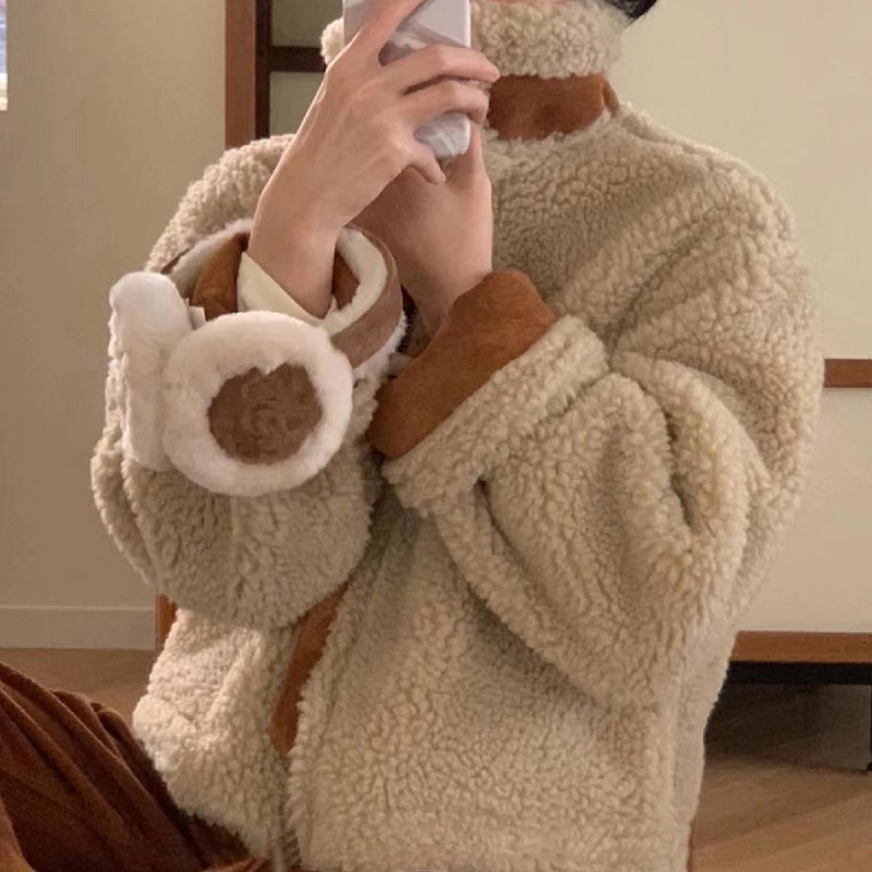 兩面穿羊羔毛翻領外套