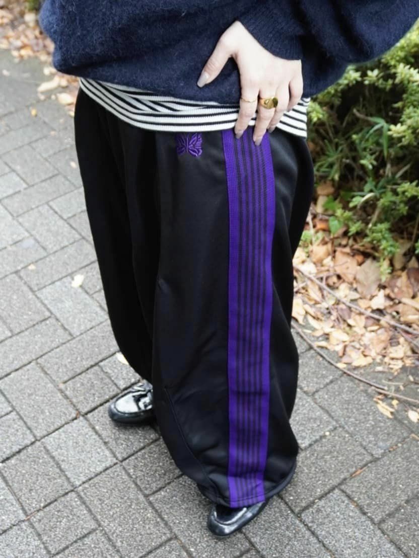 Needles HD track pants  寬版別注款 黑紫(Black×Purple)