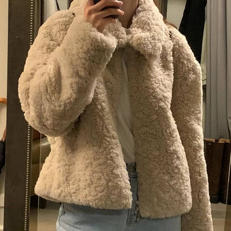 簡約休閒羊羔毛百搭外套