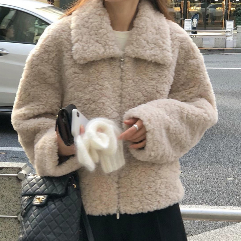 簡約休閒羊羔毛百搭外套