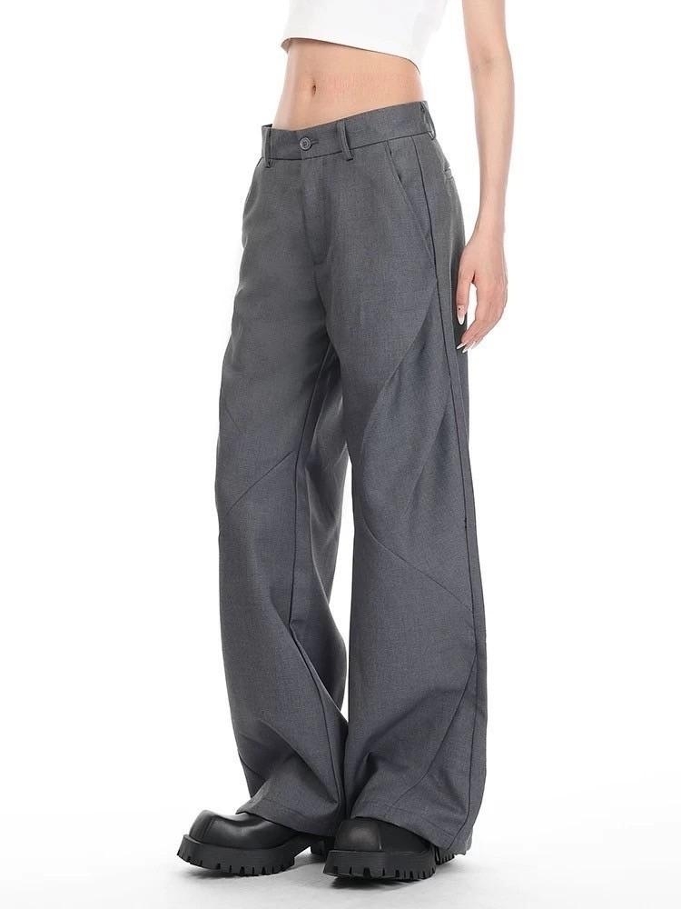 硬挺 壓褶 闊腿 西裝寬褲
