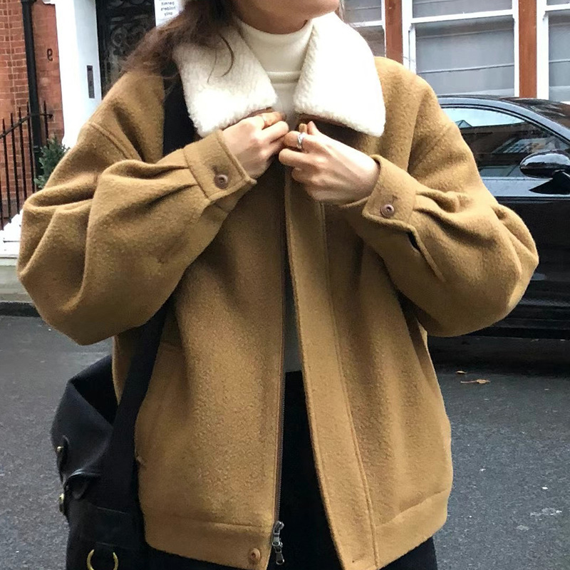 簡約通勤慵懶百搭羊毛夾克外套