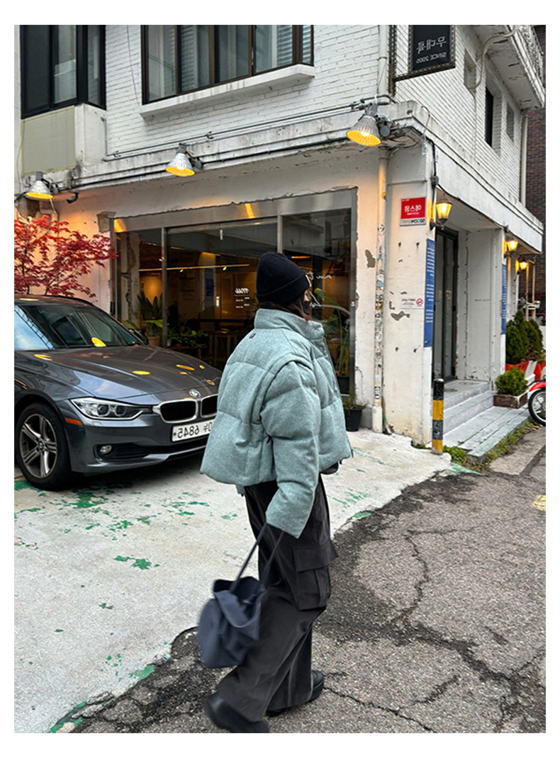 LYS- 兩穿式復古簡約羊毛立領羽絨服