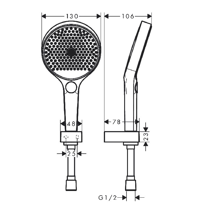 hansgrohe Rainfinity 26851, -000 Shower holder 130 3jet with shower hose