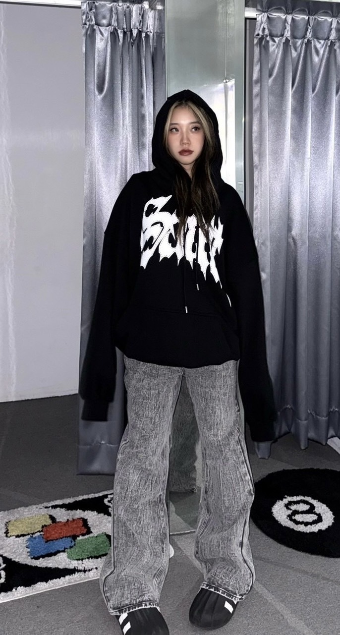 《K》雪花闊腿牛仔褲