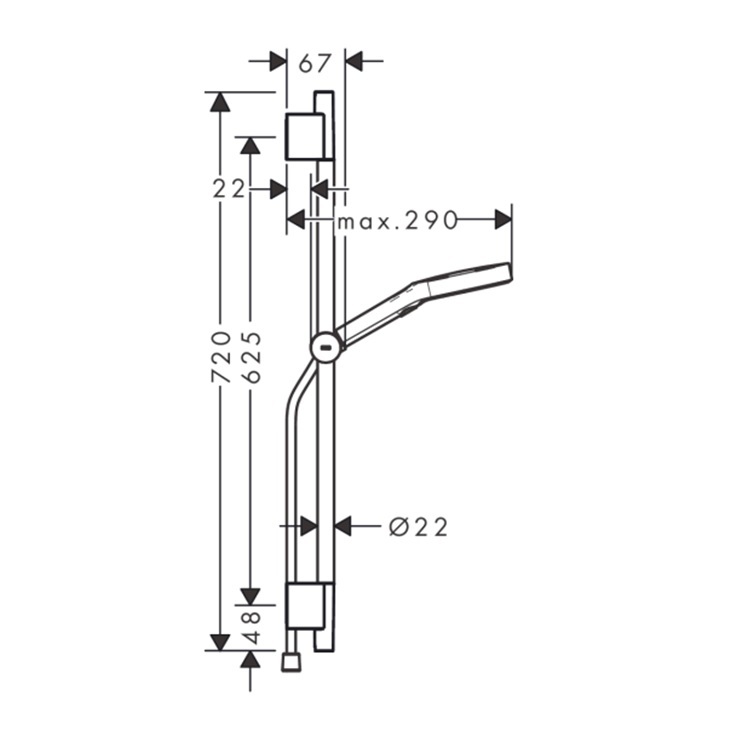 hansgrohe Rainfinity 28745, -000 Shower Set 130 3jet with shower bar, push slider & Designflex hose