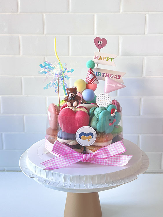 6吋飽卡龍蛋糕：挑選14顆飽卡龍＋1種緞帶顏色