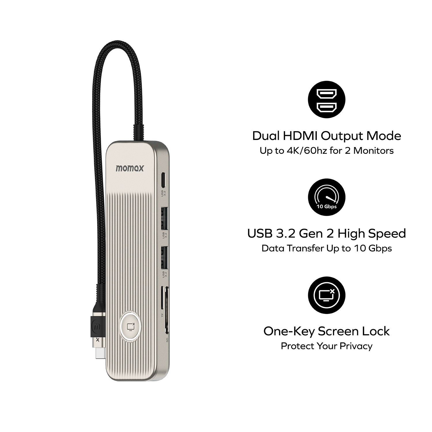 Momax 1-Link Multifunctional docking station 多功能擴展塢 9-in-1 DH19L