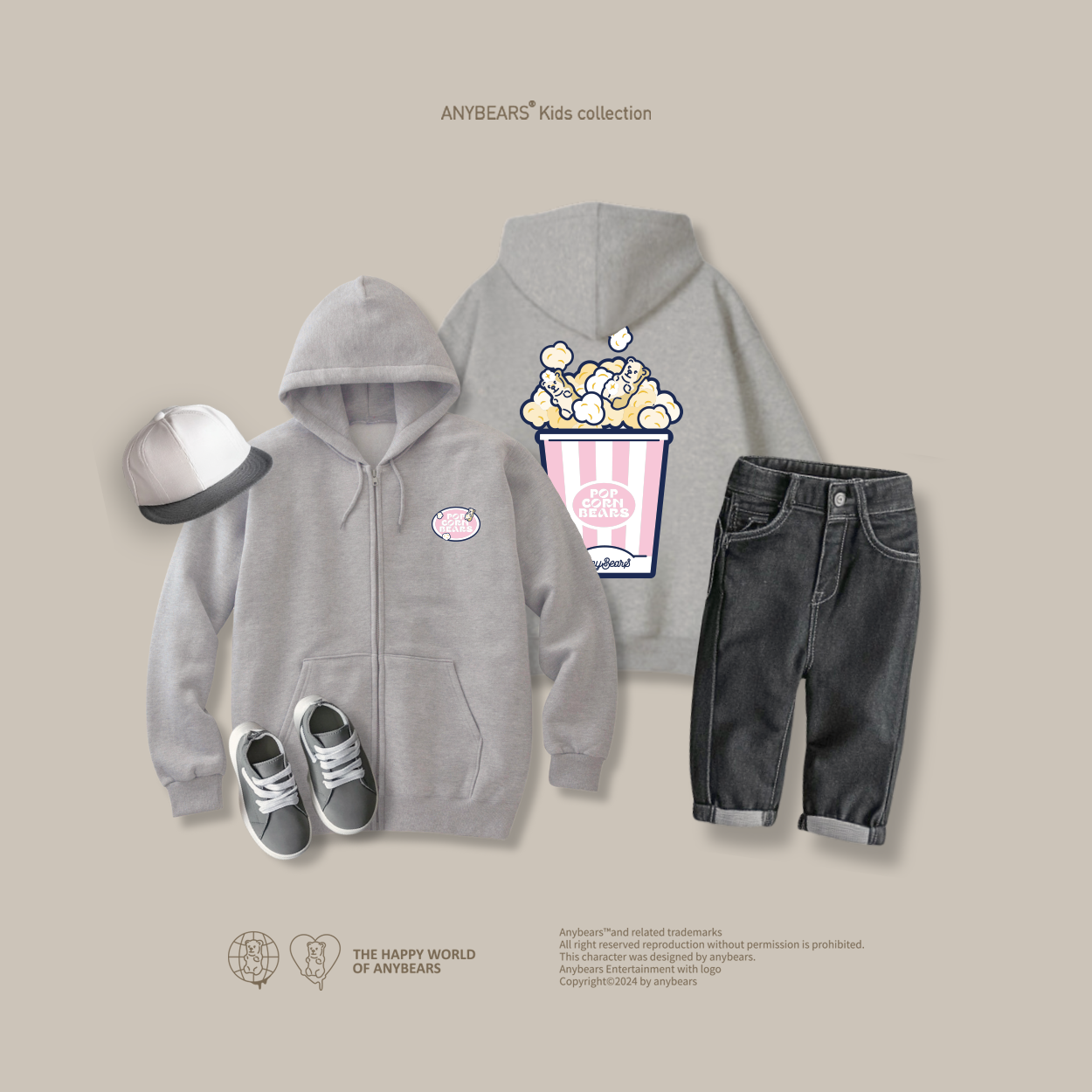 ANYBEARS® Kids Hooded Jacket Popcorn BEAR 爆米花熊兒童連帽外套
