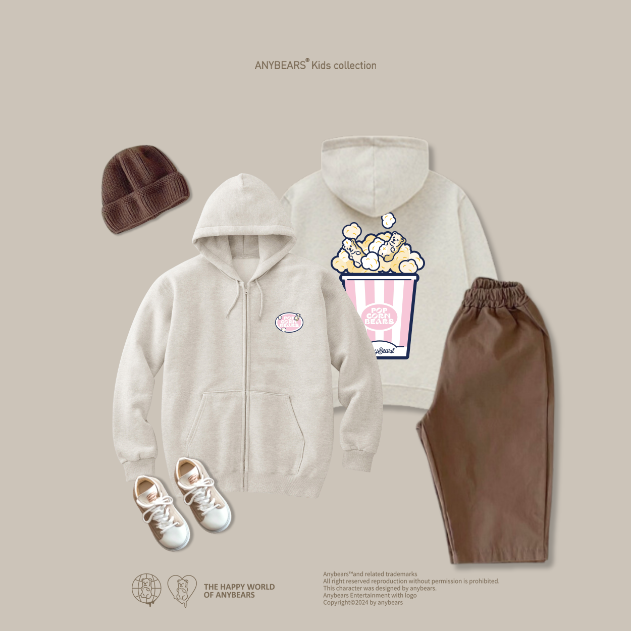 ANYBEARS® Kids Hooded Jacket Popcorn BEAR 爆米花熊兒童連帽外套