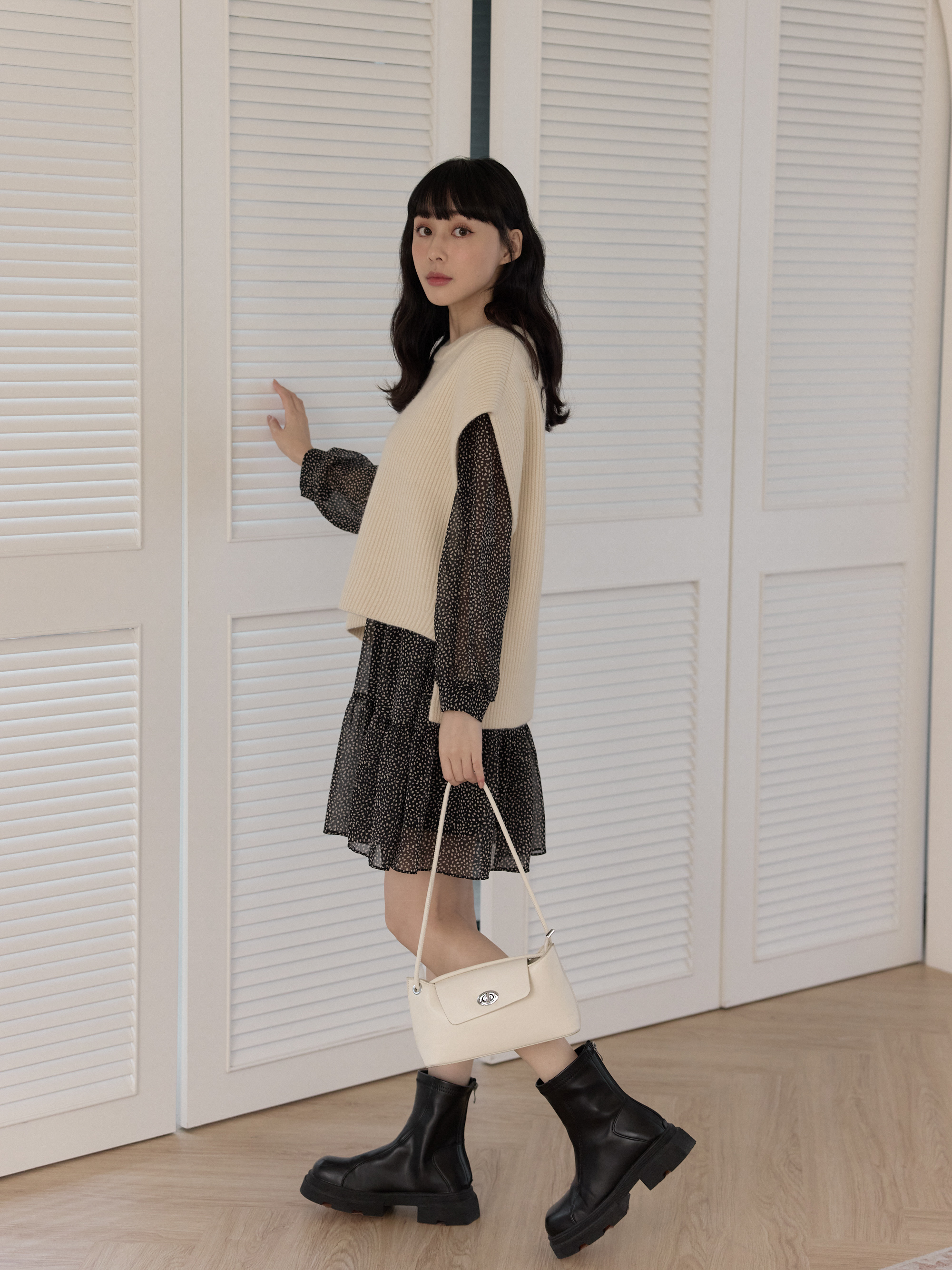 溫柔豹紋蛋糕飄逸短洋