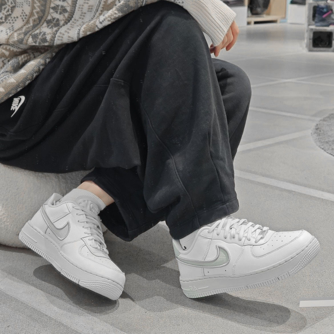 Nike AF1 Low Dance 凹陷勾 雙生鞋款 白灰 FJ7409-101