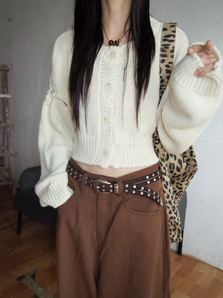 matte silver stud stitched suede belt