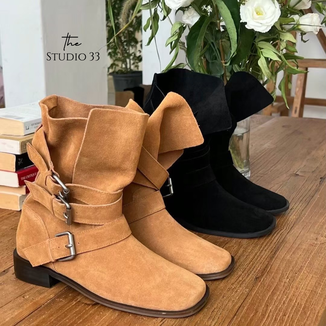 顯瘦復古機車靴