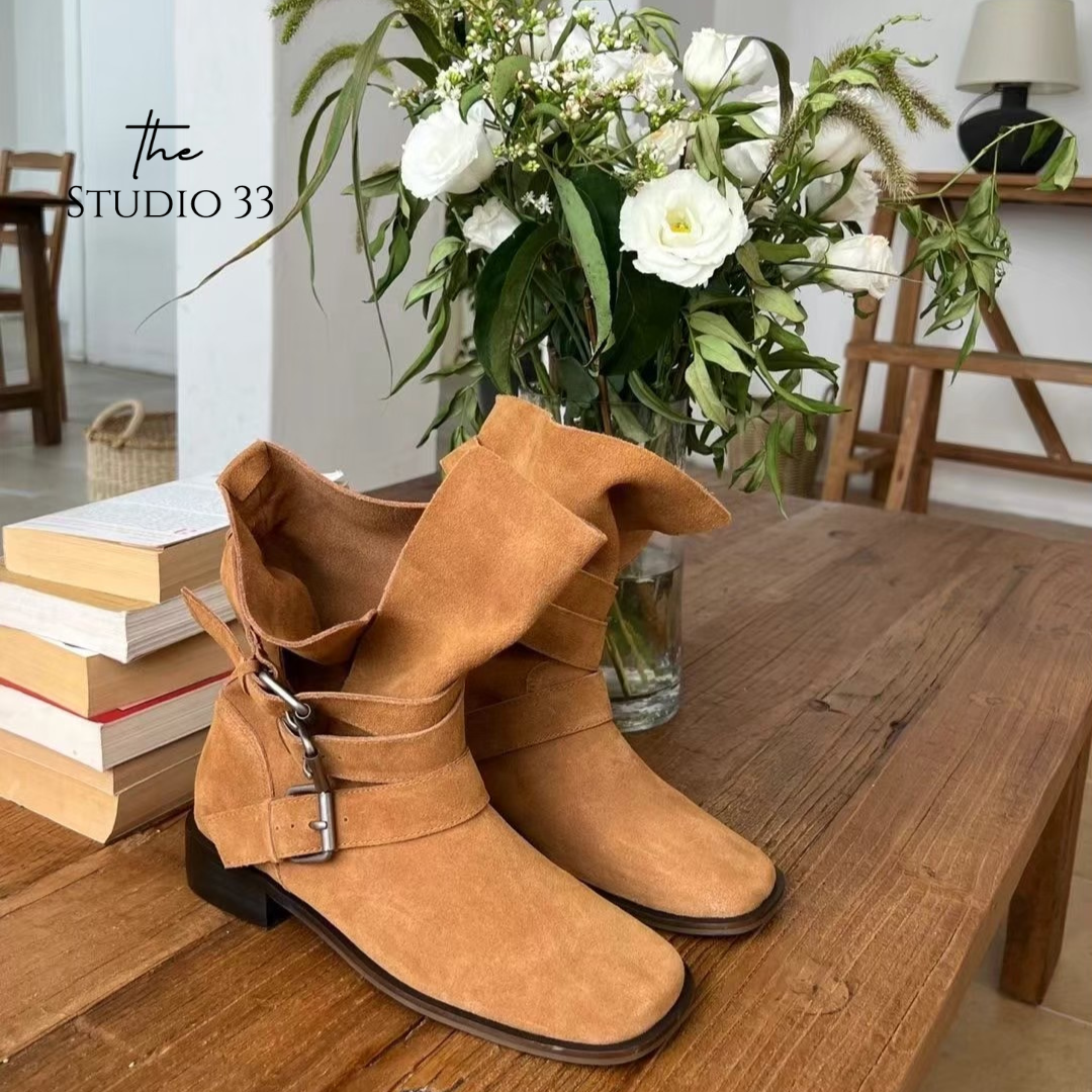 顯瘦復古機車靴