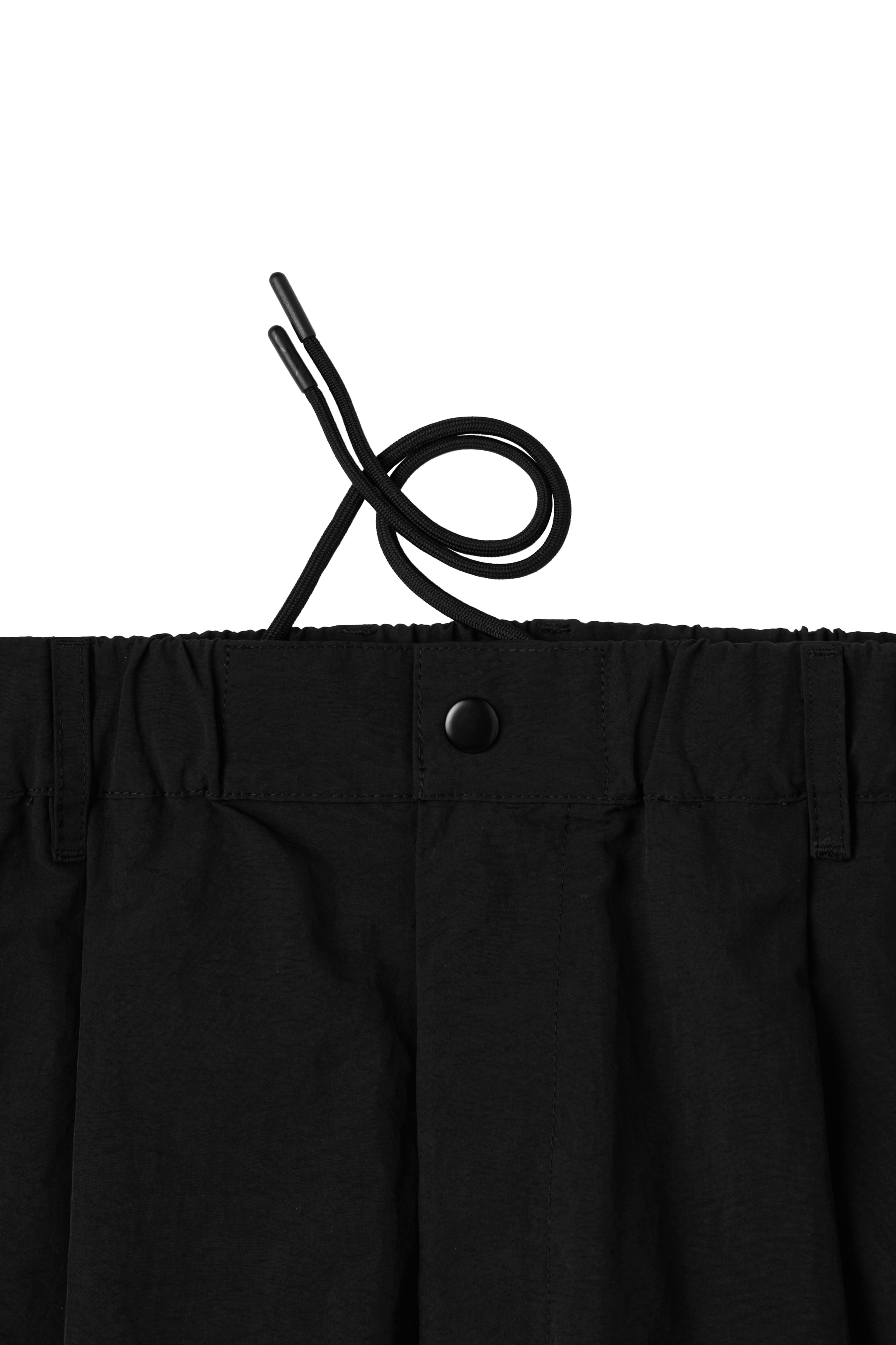 SIDE ZIPPER NYLON PANTS - BLACK