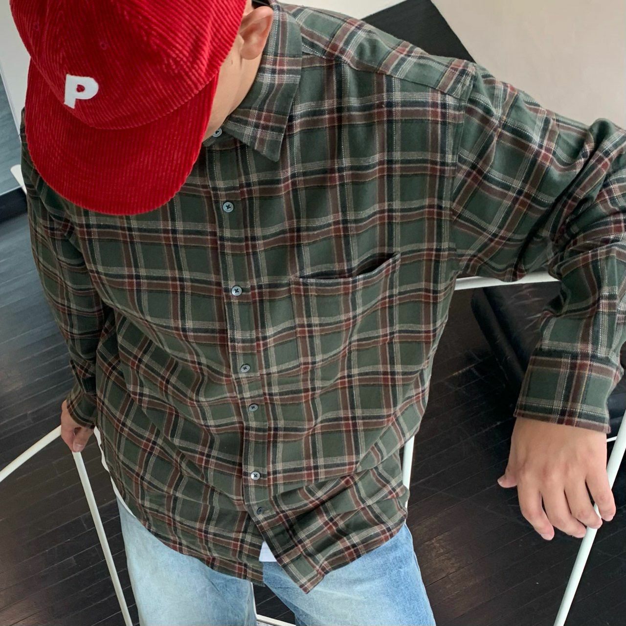 格仔長袖恤衫 OREO-082S