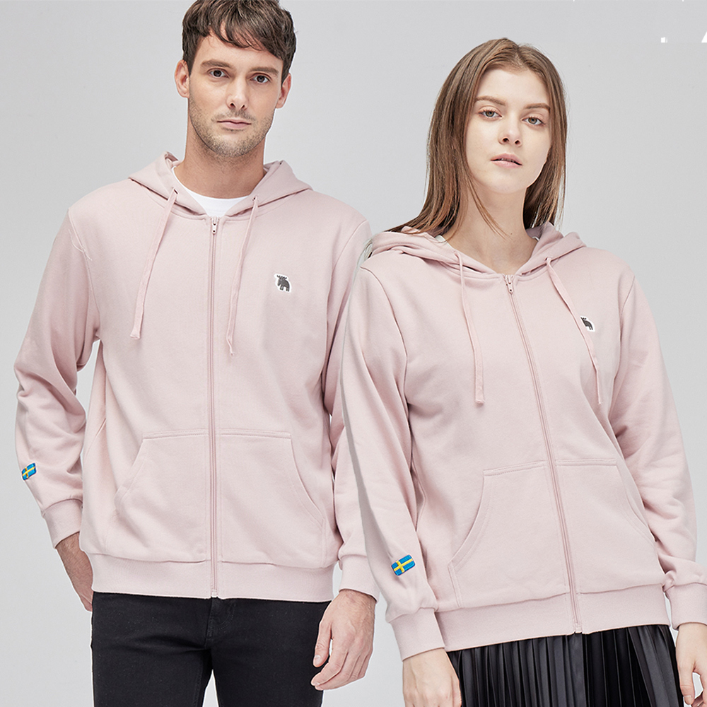 moz瑞典立體字刺繡駝鹿素色連帽外套-櫻花粉(亞洲版)男女款