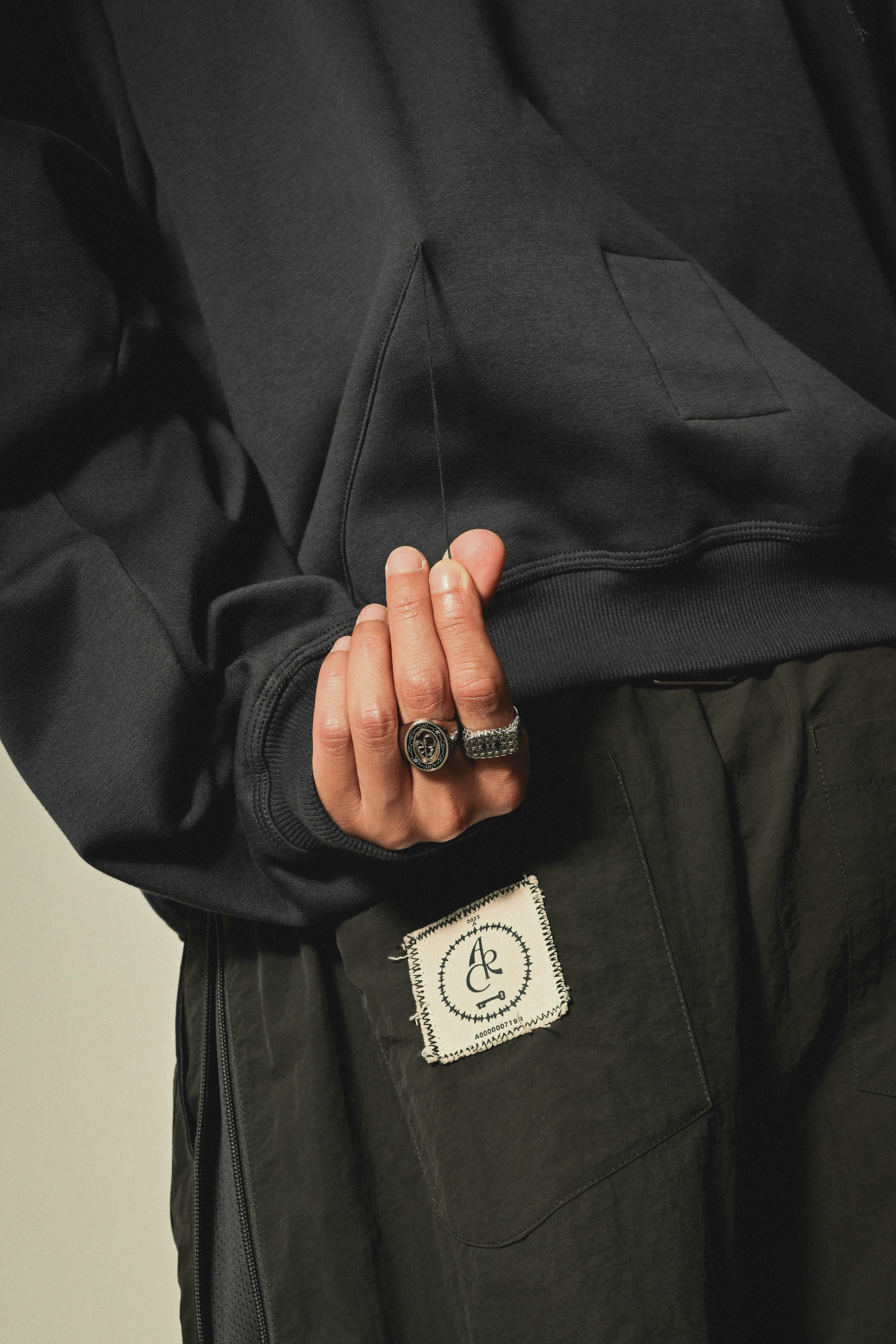 HELLO■VTG Arch Logo Hoodie_Charcoal■送料込 ☆CODEGRAPHY☆ARCH LOGO OVERFIT HOODED ZIP-UP (codegraphy