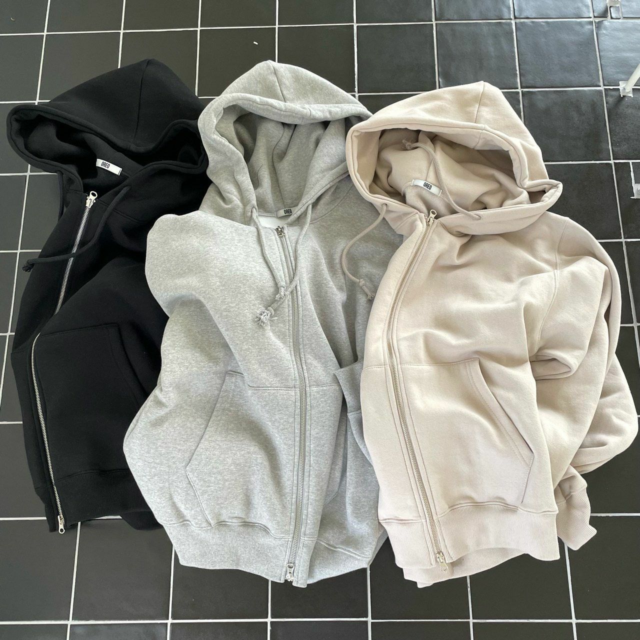 淨色連帽拉鍊外套(薄抓毛底) OREO-084JK