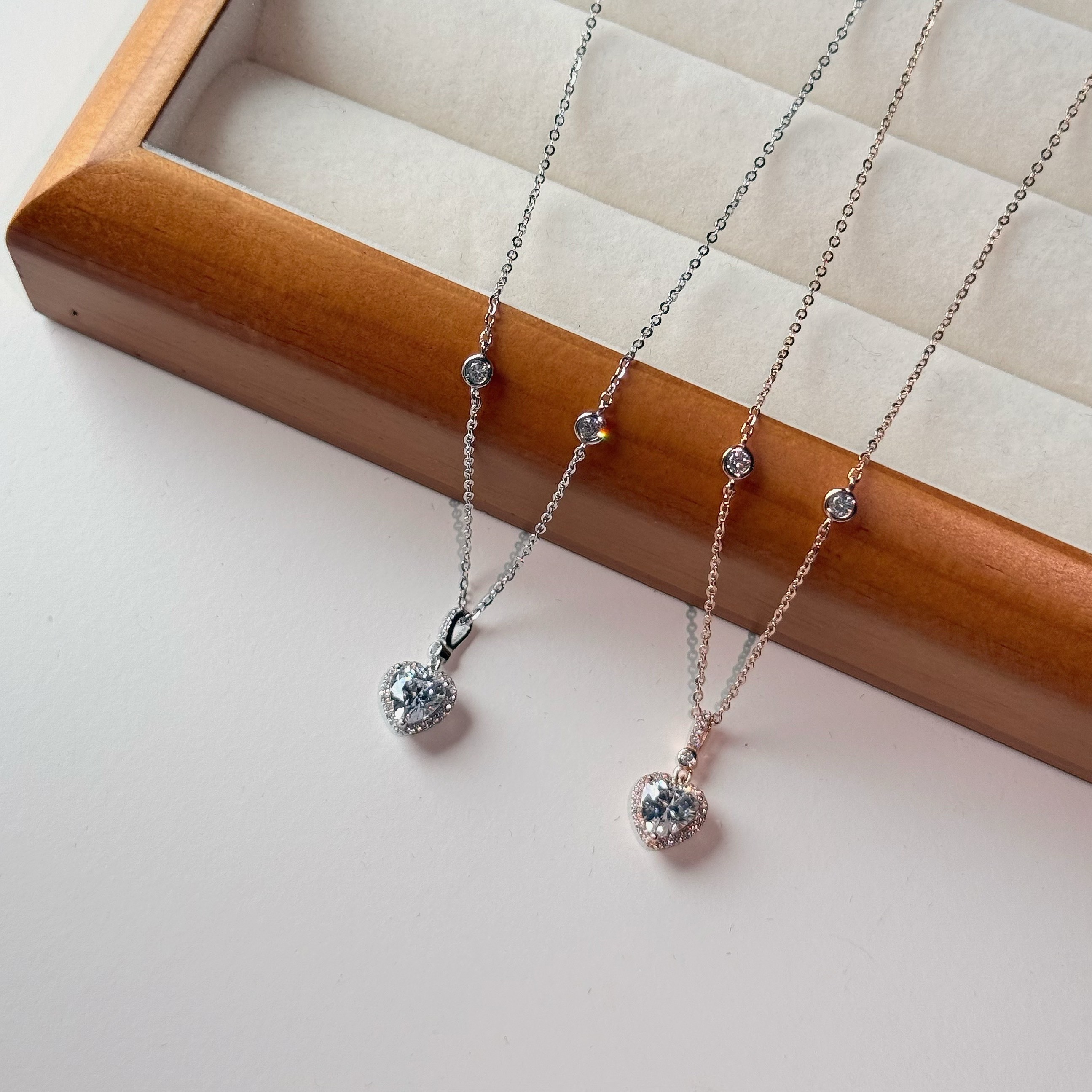 Y49【輕奢】愛心鑽純銀套組