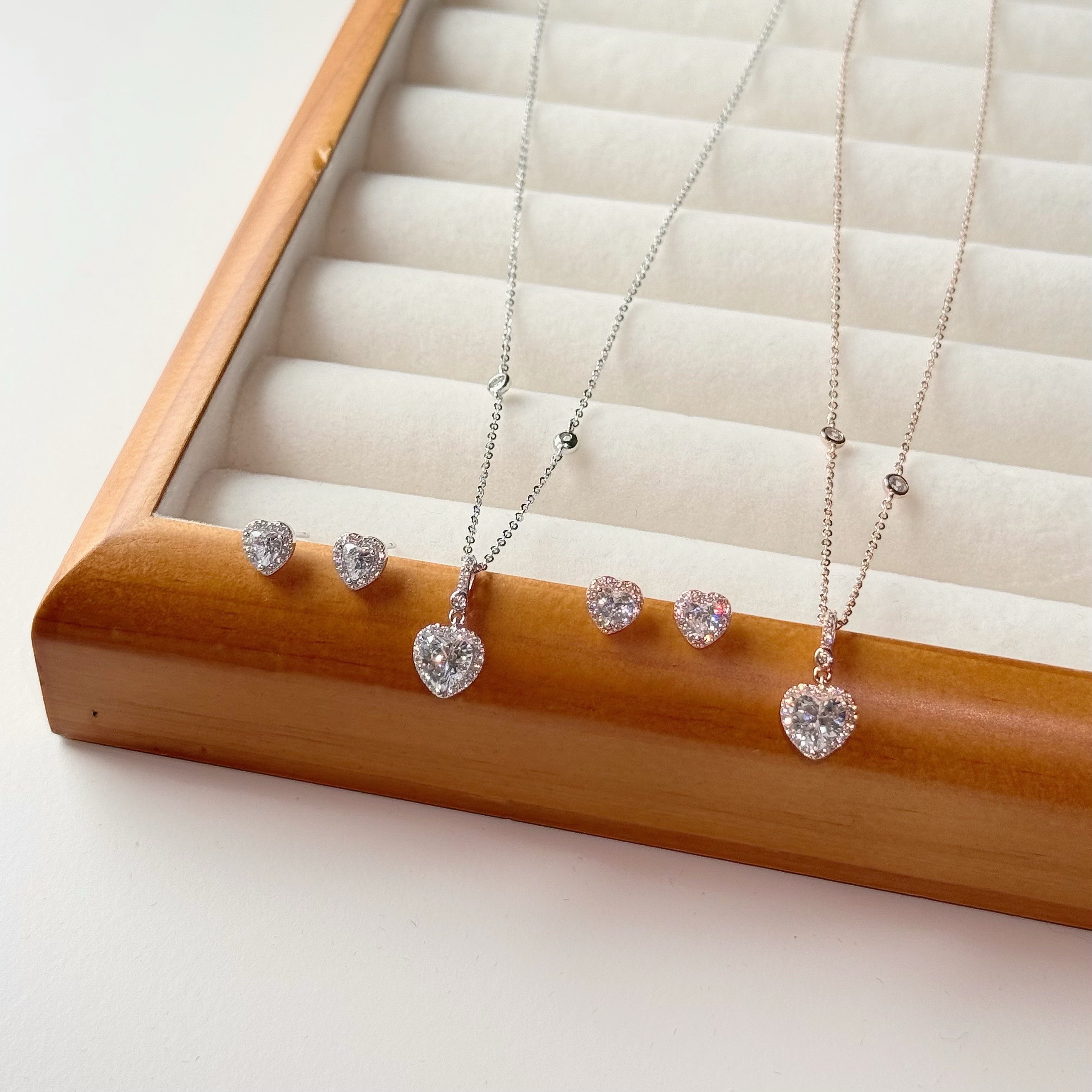 Y49【輕奢】愛心鑽純銀套組