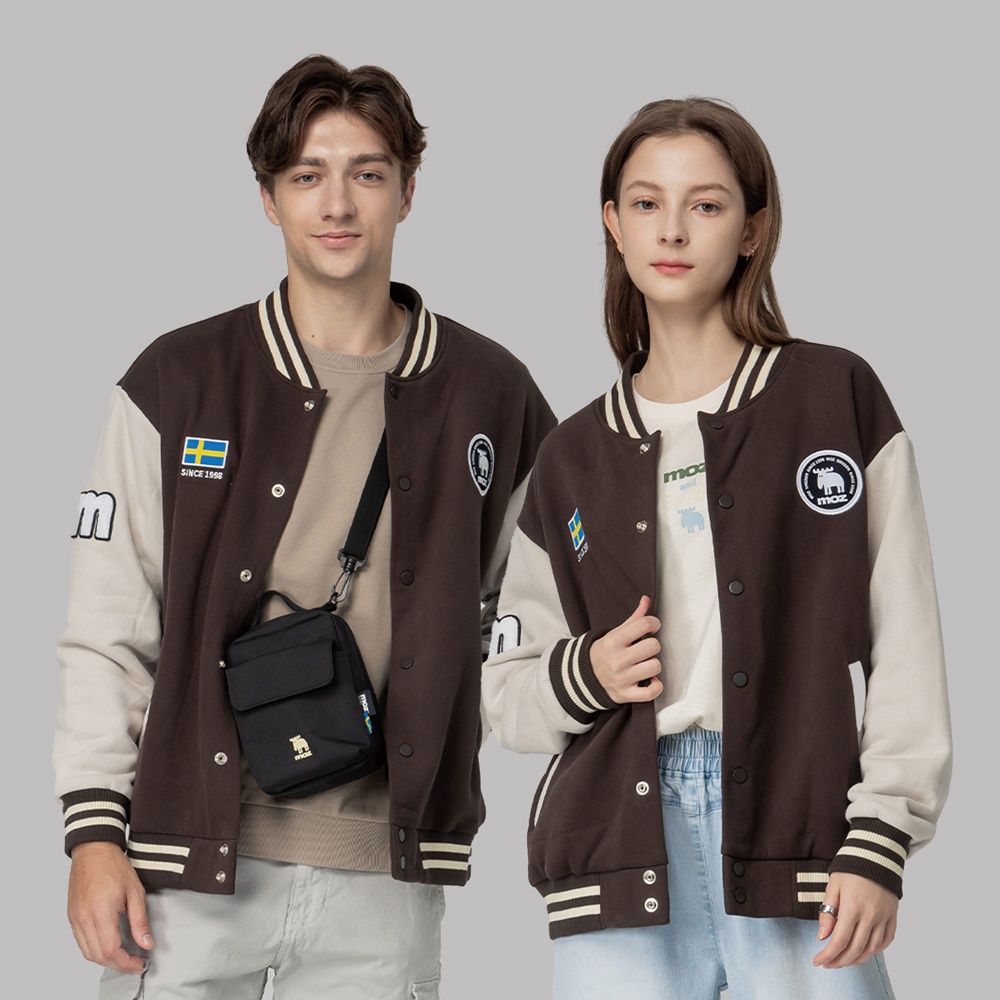 moz瑞典 駝鹿 棒球外套 (巧克力) 男女款