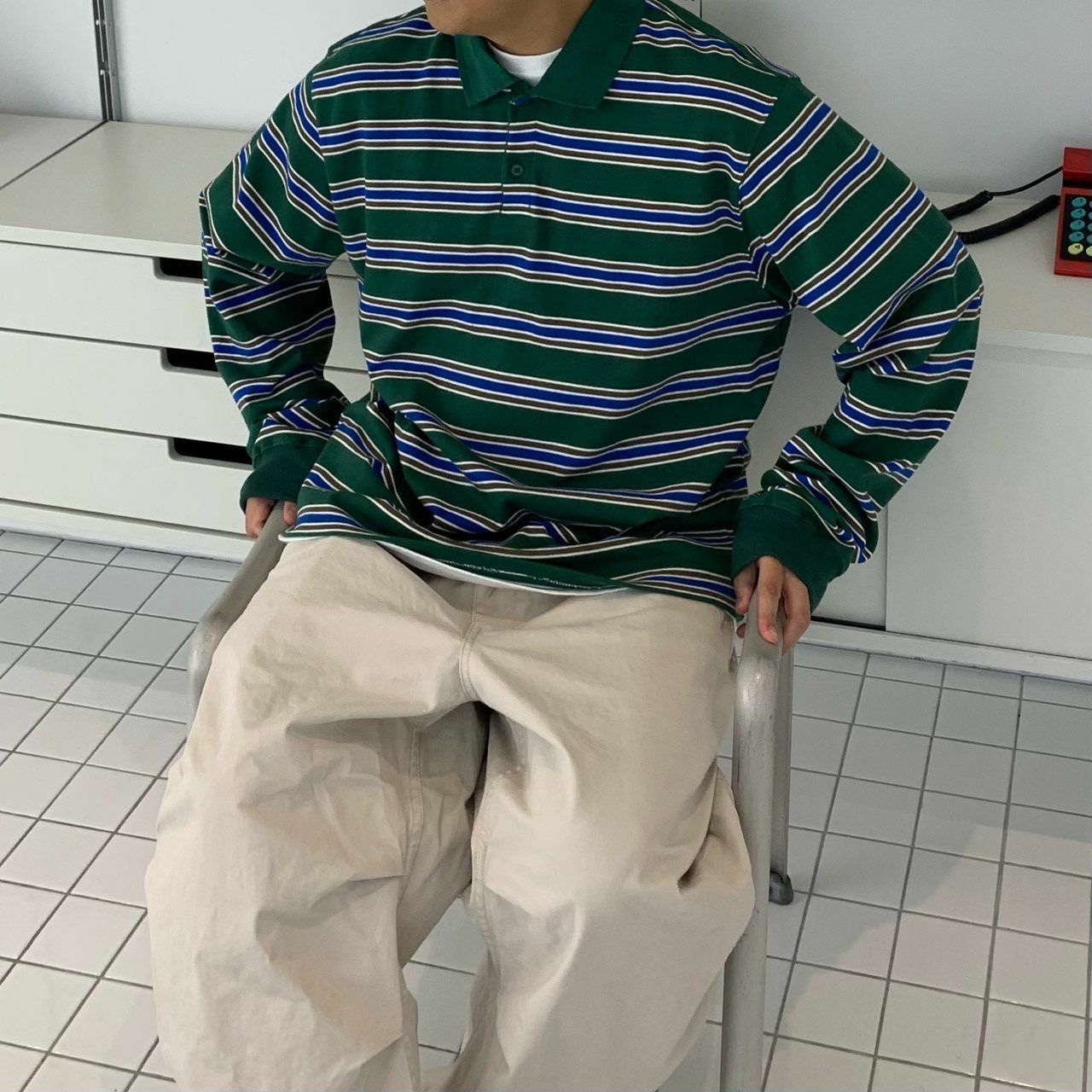 橫間長袖Polo Tee OREO-088T