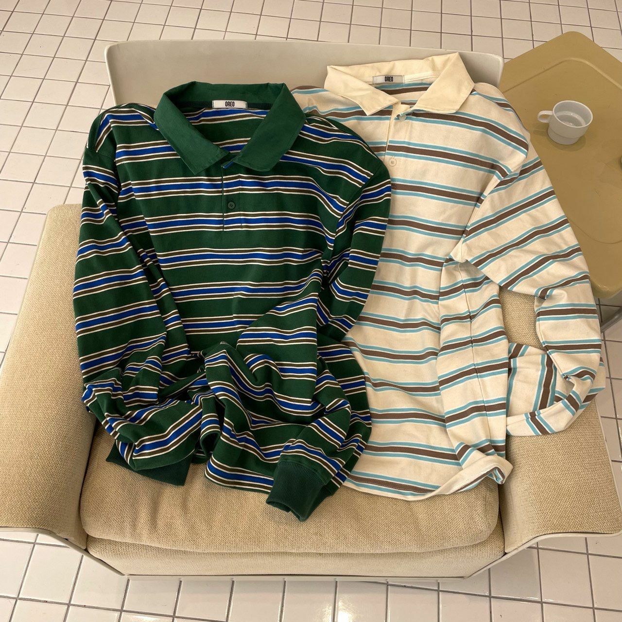 橫間長袖Polo Tee OREO-088T