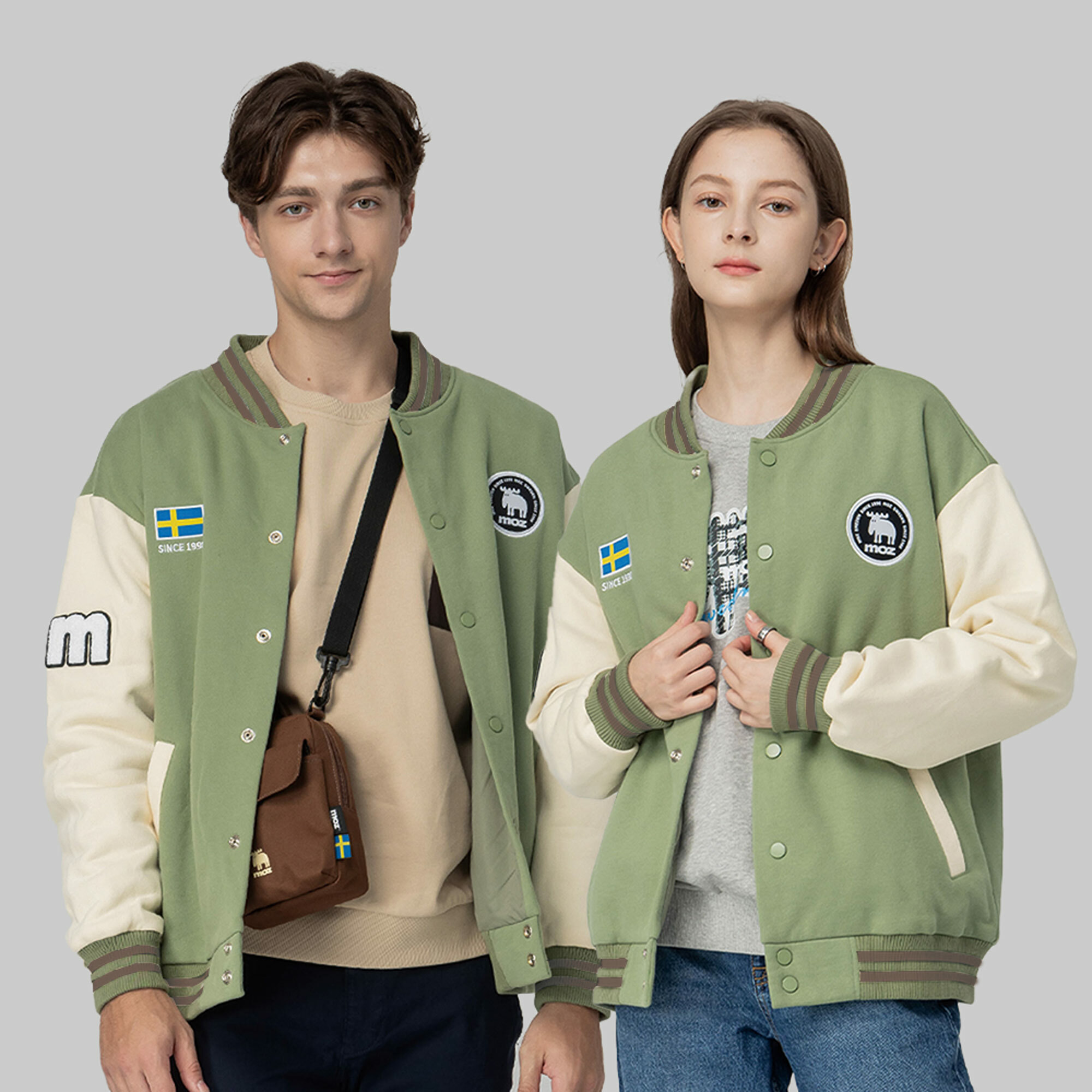 moz瑞典 駝鹿 棒球外套(酪梨綠)男款