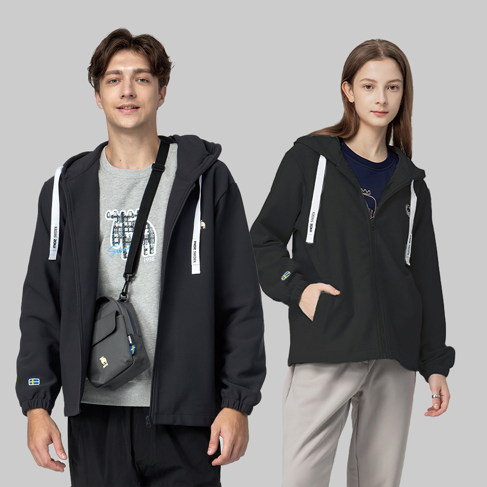 moz瑞典 駝鹿 微刷毛科技複合外套(積雲灰)男女共款