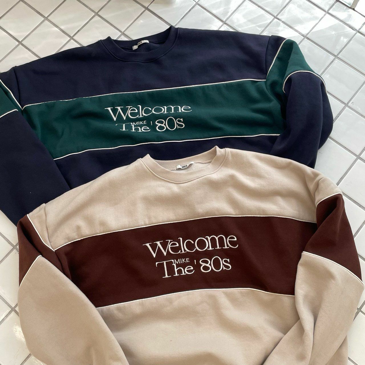 拼色英文字衛衣(薄抓毛底) OREO-092T