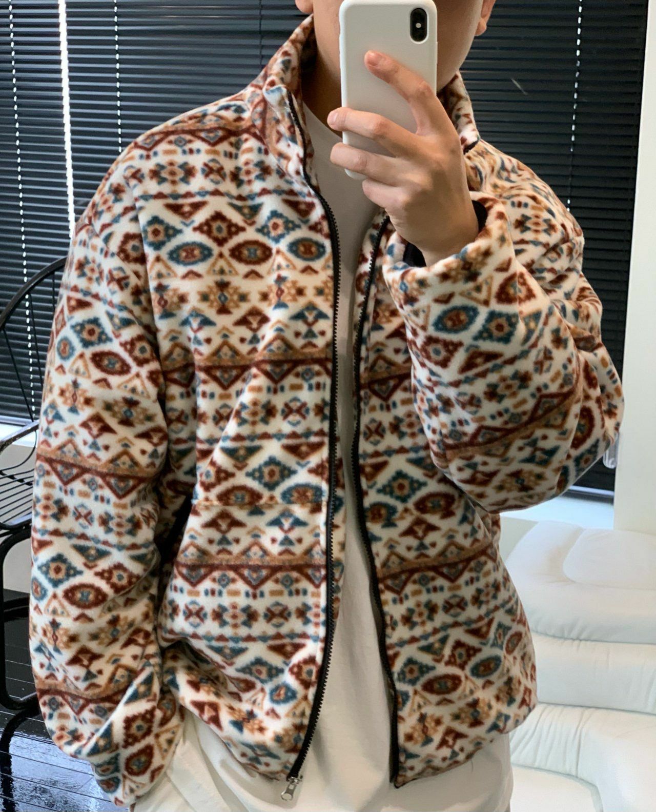 企領民族花拉鍊外套 OREO-095JK