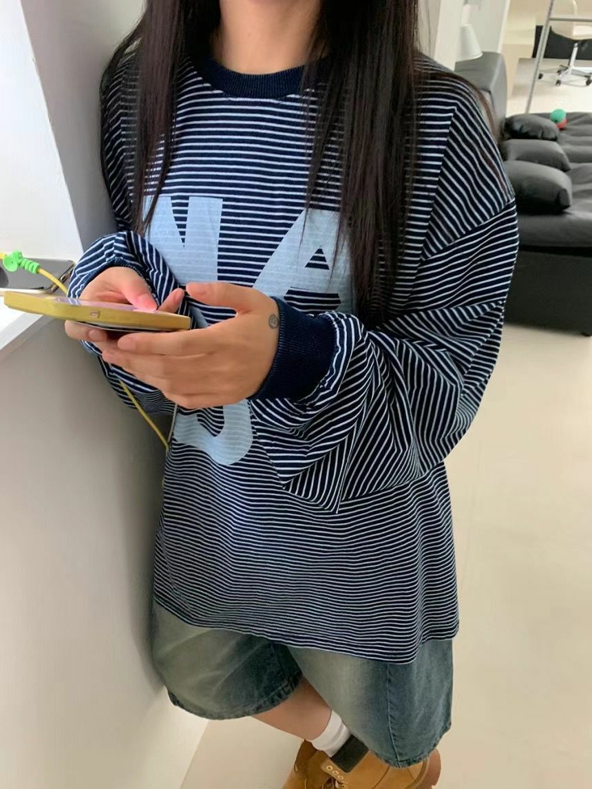 橫間數字長袖衫 Seeot-012T