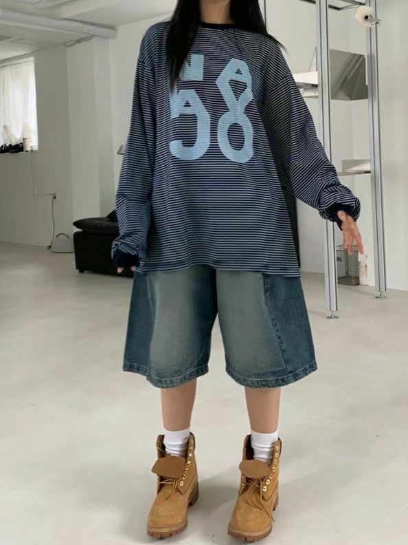 橫間數字長袖衫 Seeot-012T