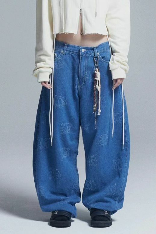 圖案鬆身牛仔褲 Seeot-007P