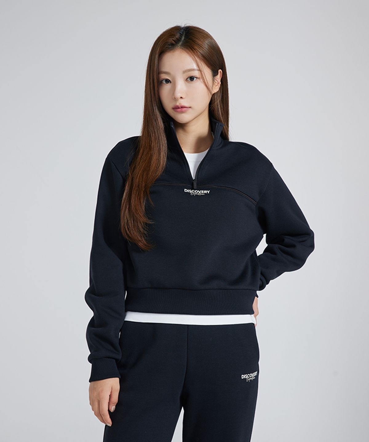 【代購】 Discovery 探索 女 立領 半拉 小LOGO 長袖 衛衣 DMHD79046