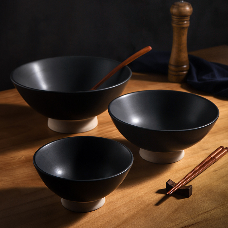 《5221》日式低調復古黑斗笠高腳碗