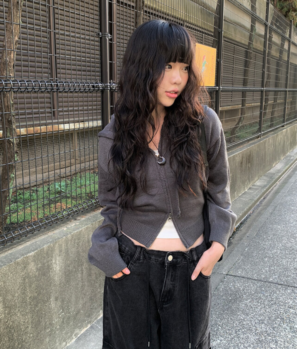 韓國連線🇰🇷 Anyonemore 連帽拉鏈針織衫 連帽 拉鍊 針織衫 黑色 碳灰色 海軍藍色 象牙白色/預購