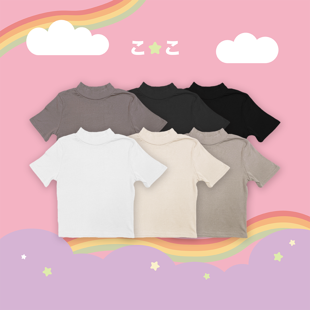 こ♡こ 柔軟微領高彈力短袖上衣