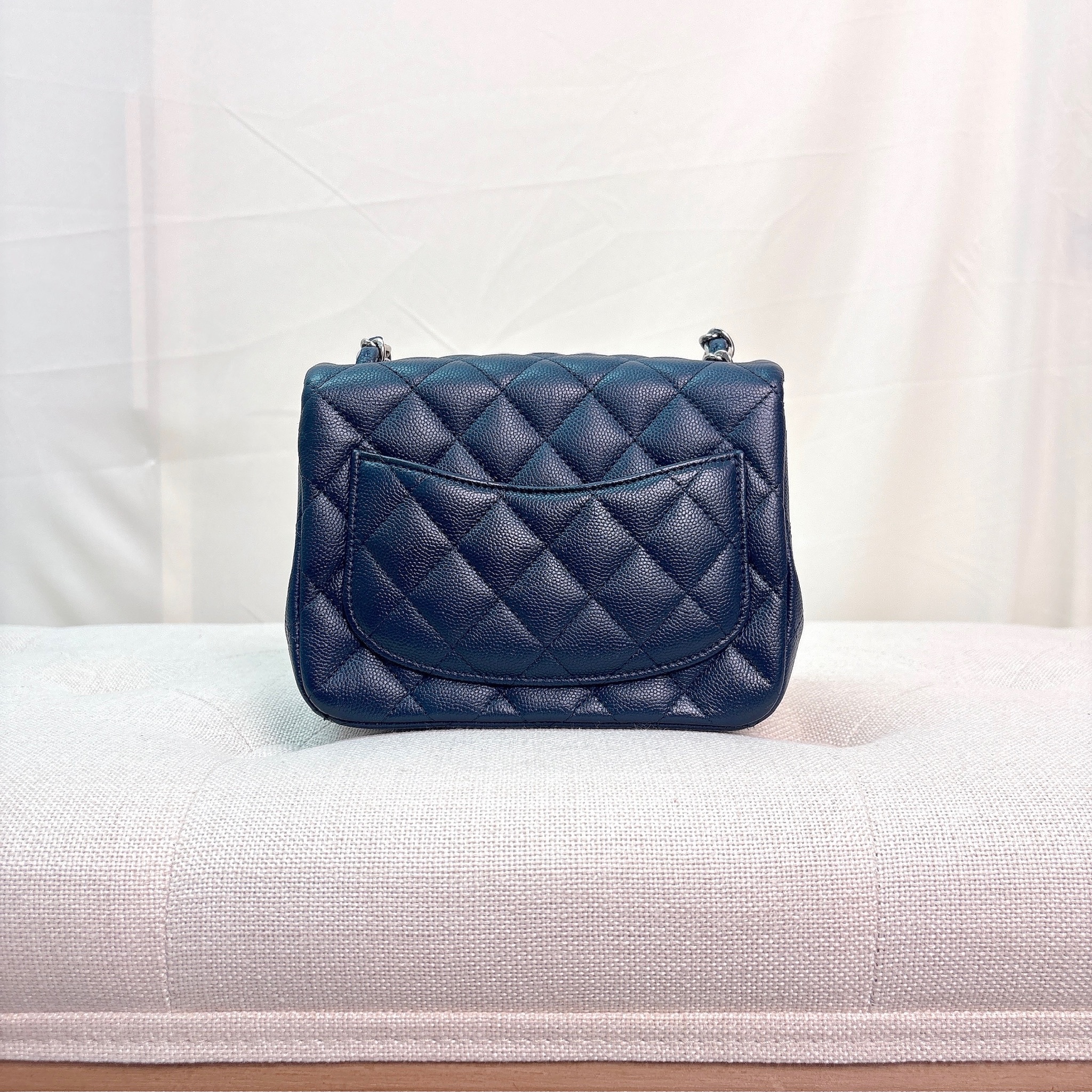 Chanel mini squ caviar - Navy / Shw